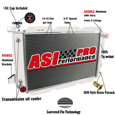 3Row Aluminum Radiator Fits 1983-1997 Ford F100 F150 F250 F350 Bronco V8 AT/MT Foto 1 de 4