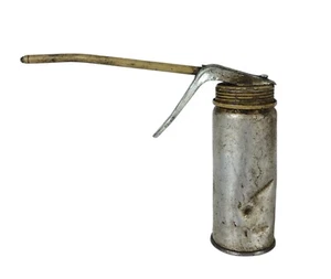 VINTAGE CRAFTSMAN TRIGGER PUMP OIL CAN USA Oiler Gray Metal Green Paint - Picture 1 of 5