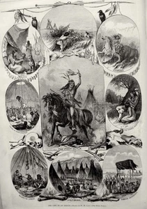 9 grabados, flauta de cuero cabelludo indio NATIVO AMERICANO VIDA búfalo caza indios - Imagen 1 de 1