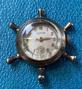 NAUTICAL WATCH Pendant Steering Wheel 10K RGP WIND UP ROAMER 1950 Needs Cleaning - Picture 1 of 6