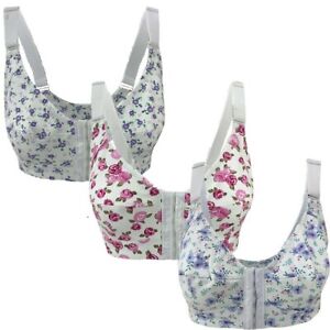 New 2.U>Adorable Floral 95% Cotton ladies Soft Cup front fastening Comfort bra 