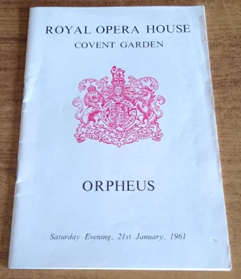 Royal Opera House - Covent Garden - 1961 - Vintage Programme - Orpheus - Image 1 of 4
