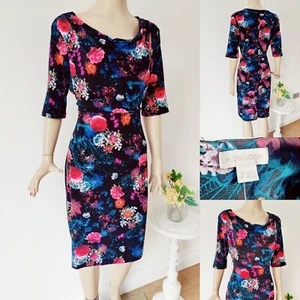 Stunning MONSOON Ladies Dress UK 12 Party Floral Half Sleeve Pink/Blue Worn Once - Picture 1 of 10