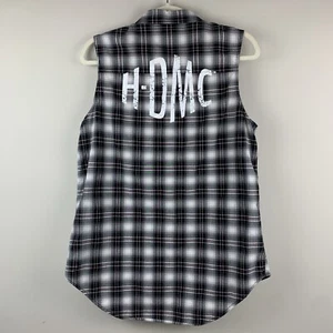 HARLEY DAVIDSON HDMC Hemd Damen L weiß schwarz kariert Button Down ärmellos - Bild 1 von 11