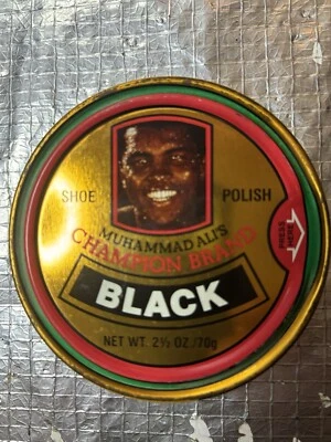 MUHAMMAD ALI’S BLACK SHOE POLISH CHAMPION BRAND NOS NEW VGC NOT USED SEE PICTURE - Image 1 of 4