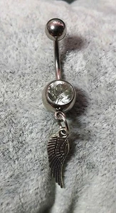 PIERCING OMBELICO ALA D'ANGELO NAVEL BELLY BARS 316L SURGICAL STEEL 1,6 MM - Picture 1 of 1