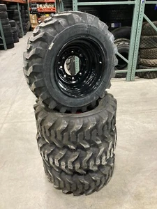 4 New 10x16.5 Skid Steer Tires Mounted BLACK 8 Hole Wheels Samson R4 Prem 20/32 - Picture 1 of 8