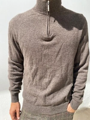 CASHMERE 100% jumpers size 40 UK BROWN zip neck vintage £199 - Image 1 of 4