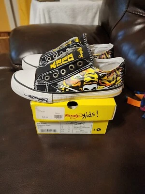 Ed Hardy Kids Shoes Children Youth Lowrise Black Tiger  Sneakers Size 3 US NIB  - Image 1 of 4