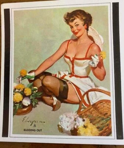 PIN UP ORIGINAL VINTAGE ELVGREN GIRLIE BRODING OUT 1968 CALENDARIO BLOTTER ARTE - Imagen 1 de 2