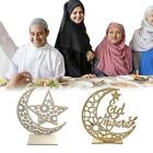 Wood Eid Mubarak Decorations Ramadan Kareem Table Sign Moon Hollow Star Craft