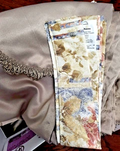 Champagne Curtains w/Attached Valances 83 x 52" Includes Floral Tiebacks - Picture 1 of 5