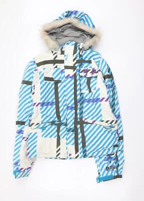 Protest Womens Multicoloured Geometric Rain Coat Size S Zip - Image 1 of 4