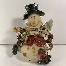 Vintage Folk Art Country Resin Snowman Figurine~Sweet Christmas~6.5”