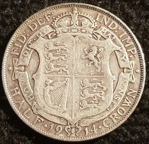 1914 George V .925 Silver Half Crown Coin Lot F8 - Picture 1 of 2
