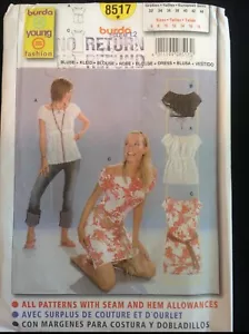 Pattern Burda 8517, misses’ blouse, tunic, dress, peasant, boho sz 6-18 - Picture 1 of 2