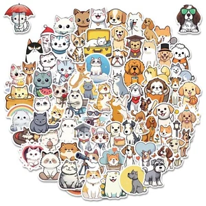 100 Pcs Cat and Dog Stickers for Kids, Cute Stickers for Water Bottle Laptop ... - Picture 1 of 6