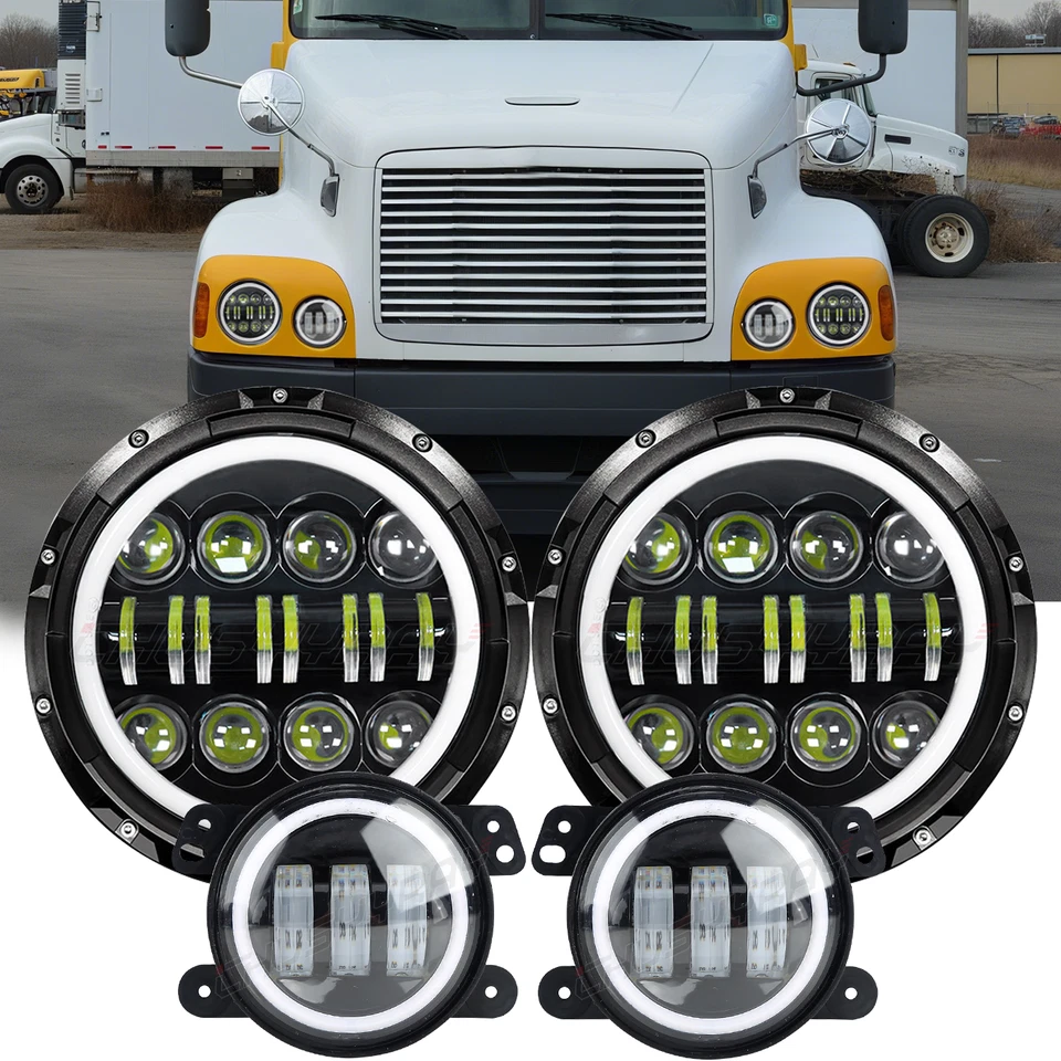 For Freightliner Century Class 2000-2011 7inch Round LED Headlight +4" Fog Light - Image 1 of 4