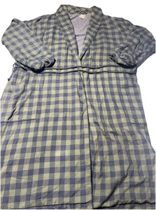 LL BEAN Morgenmantel Herren L Flanell Scotch kariert Fleece gefüttert Bademantel grün & marine - Bild 1 von 13
