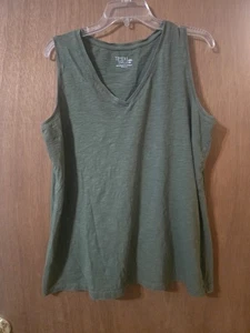 Women’s Time And True XXL Green V-Neck T-Shirt S/Slv - Picture 1 of 4