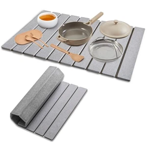Stone Dish Drying Mats for Kitchen Counter, 24"(L)×16"(W) Collapsible Diatoma... - Bild 1 von 7