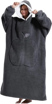 GOODTOU Wearable Blanket Hoodie for Women - Oversized Adults Extra Long, Dark Grey