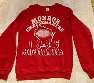 Monroe Cheesemakers 1986 WI State Champions Sweatshirt Medium Vintage rot - Bild 1 von 6