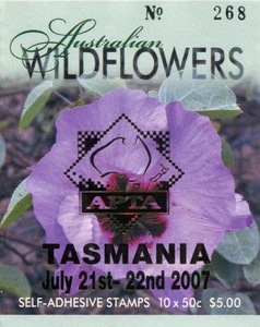 2007 Australian Wildflowers-Stamp booklet Barcode 346041 APTA Tasmania Overprint - Picture 1 of 3