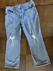 J.Crew Demi Boot Crop Jeans Donna Taglia 31 Blu Elasticizzato Denim Vita Alta - Foto 1 di 13