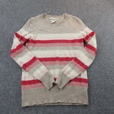 C&C California Sweater Womens Small Beige Red Striped Cashmere Pullover Soft - Image 1 of 4