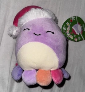 NWT Squishmallows 5” BEULA Octopus Santa Hat 2023 Purple Pink Soft Plush Toy - Picture 1 of 2