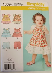 Simplicity Sewing Pattern 1669- Babies Dress and Separates Size A (XXS-XS-S-M-L) - Picture 1 of 2