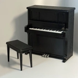 3D Printed Dollhouse Miniature 1:12 Grand Piano with Bench Seat Black Instrument - Picture 1 of 7