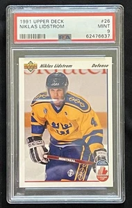 Niklas Lidstrom Rookie RC • 1991 Upper Deck Hockey #26 PSA 9 como nuevo - Imagen 1 de 2