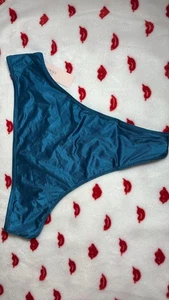 Victoria's Secret Very Sexy Blue Satin High Waist Thong Panties Size M NWT - Picture 1 of 2