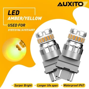 2pc AUXITO 3157 3156 Amber LED Turn Signal Indicator Stop Light Bulbs CANBUS GUS - Picture 1 of 12