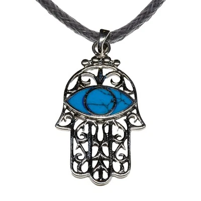 Hamsa Hand Anhänger 925 Silber und Türkis Amulett Fatima Glück Yoga Buddha Auge - Bild 1 von 2