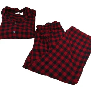 L.L. Bean Pajamas Mens Size XL Set Buffalo Check Red Black Scotch Plaid 2 Piece - Picture 1 of 18