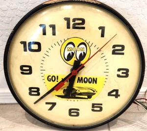 Sonderanfertigung! Mondaugen! Go With Moon Vintage Glaskuppel Wanduhr 14" Auto Shop - Bild 1 von 11