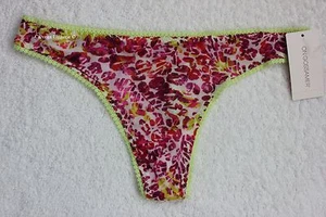 NWT OnGossamer 022150 "Printed Hip G" Low Rise Mesh Thong, Pink / Yellow, S/M - Picture 1 of 4