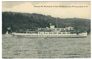 c1944 Steamer Mt Washington II nr Wolfeboro, Lake Winnipesaukee New Hampshire  - Picture 1 of 2