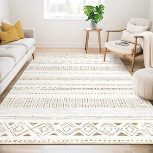 Alfombra grande para sala de estar 5x7: suave lavable a máquina boho casa de campo marroquí... - Imagen 1 de 9