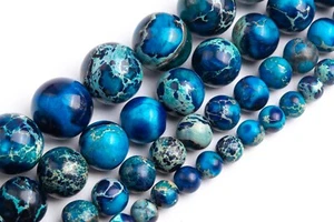 Deep Blue Sea Sediment Imperial Jasper Beads Round Loose Beads 4/6/8/10MM - Picture 1 of 3