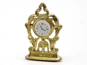 Dolls House Miniature 1/12th Scale Gold Flat Mantle Clock MA04 - Picture 1 of 1