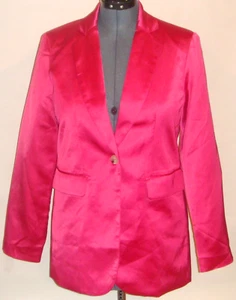 GeeGee Women Blazer Jacket size M Satin Silky Deep Pink - Picture 1 of 5