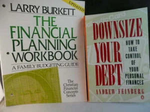 LOT OF TWO FINANCIAL BOOKS LARRY BURKETT DOWNSIZE YOUR DEBT ANDREW FEINBERG BOOK - Picture 1 of 3