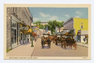 Postal de lino color Main Street, Mackinac Island, Michigan - Imagen 1 de 2