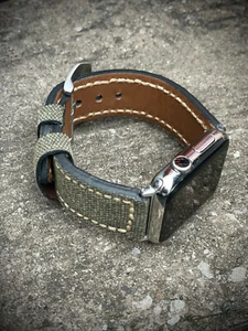 Correa de reloj de lona verde gruesa para Apple Watch ULTRA 10 9 8 45/46/49mm - Imagen 1 de 7
