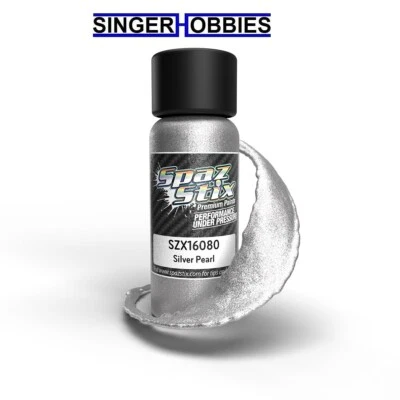 Pintura lista para aerógrafo SPAZ STIX SZX16080 Silver Pearl, botella de 2 oz HRP Foto 1 de 2