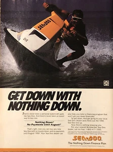 1990 Sea-Doo Jet Ski PRINT AD Get Down Nothing Down VTG 90s Personal Watercraft - Picture 1 of 5